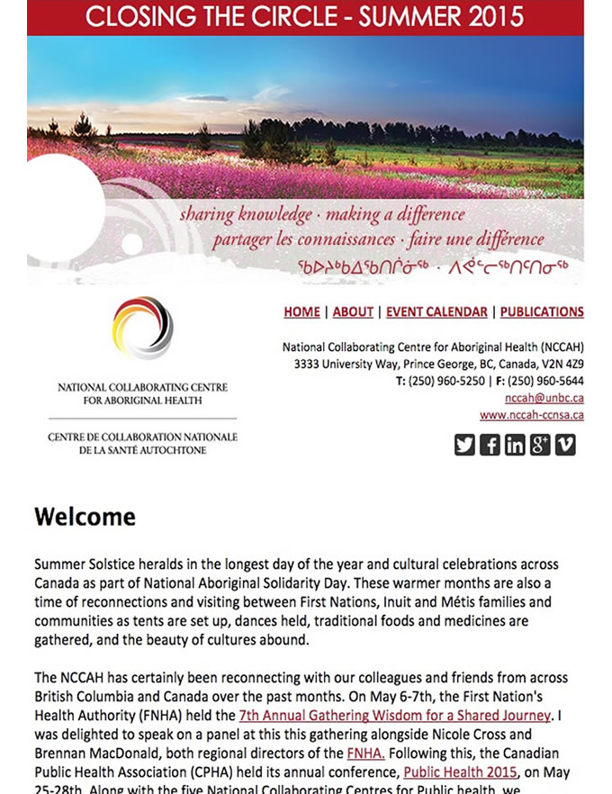 nccah national collaborating centre for aboriginal health home summer months calendar 2015