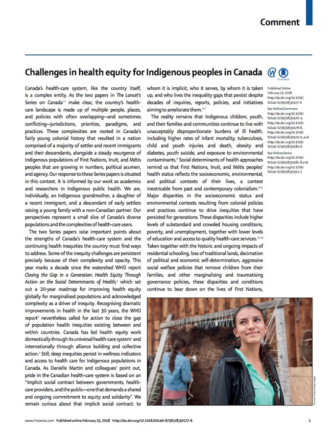 Les défis relatifs à l'équité que doivent relever les peuples autochtones en matière de santé au Canada