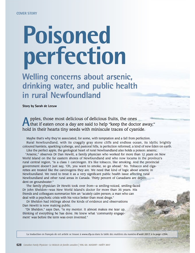 Poisoned perfection: Welling concerns about arsenic, drinking water, and public health in rural Newfoundland