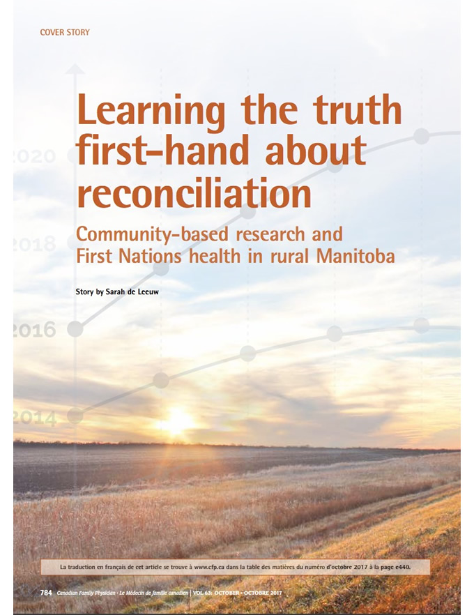 Learning the truth first-hand about reconciliation: Community-based research and First Nations health in rural Manitoba